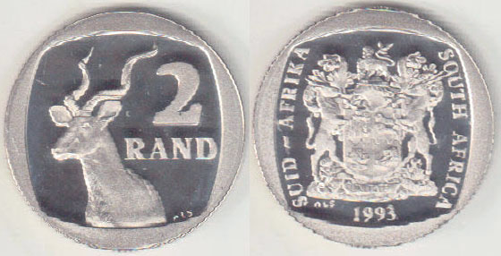 1993 South Africa 2 Rand (Proof) A002412